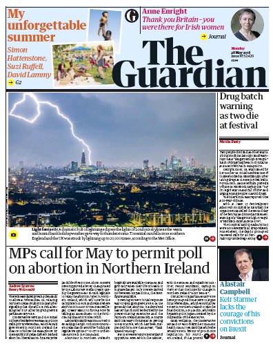 The Guardian (UK) Newspaper Front Page for 28 May 2018