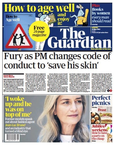 The Guardian (UK) Newspaper Front Page for 28 May 2022