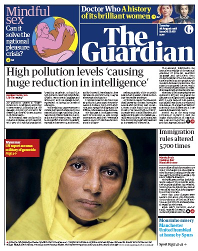The Guardian Newspaper Front Page for 28 August 2018