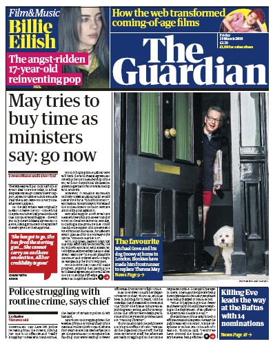 The Guardian Newspaper Front Page for 29 March 2019