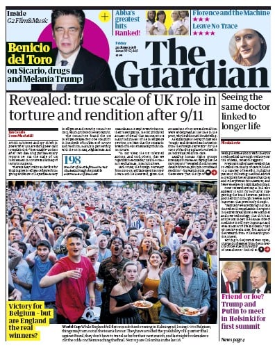 The Guardian Newspaper Front Page for 29 June 2018