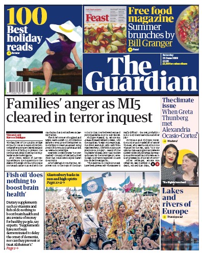 The Guardian Newspaper Front Page for 29 June 2019