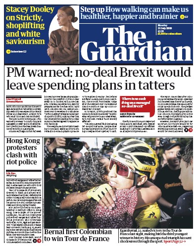 The Guardian Newspaper Front Page for 29 July 2019