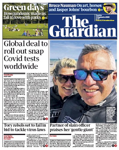 The Guardian Newspaper Front Page for 29 September 2020