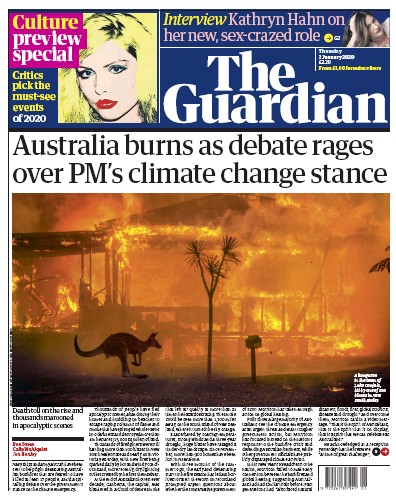 The Guardian Newspaper Front Page for 2 January 2020