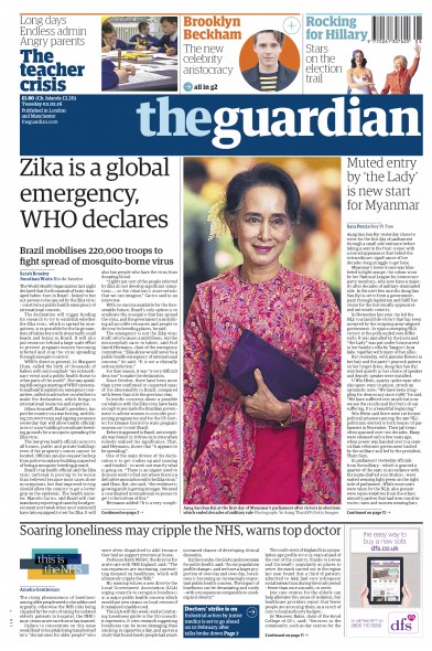 The Guardian (UK) Newspaper Front Page for 2 February 2016