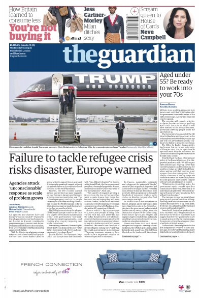 The Guardian Newspaper Front Page for 2 March 2016