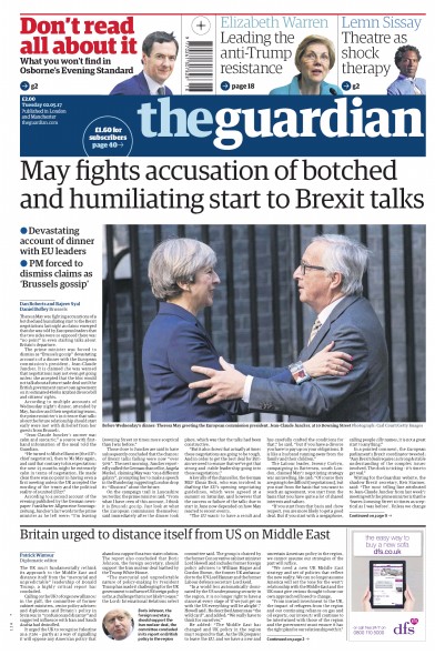 The Guardian Newspaper Front Page for 2 May 2017