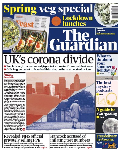 The Guardian Newspaper Front Page for 2 May 2020