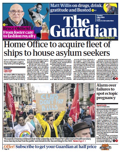 The Guardian (UK) Newspaper Front Page for 2 May 2023