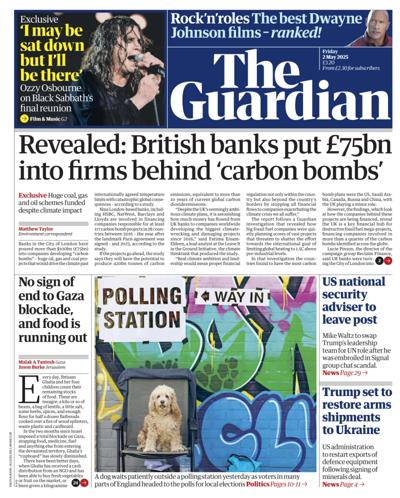 The Guardian (UK) Newspaper Front Page for 2 May 2025