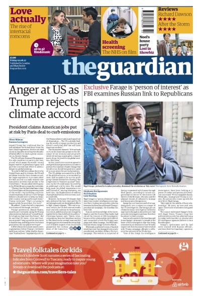 The Guardian (UK) Newspaper Front Page for 2 June 2017