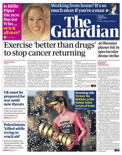 The Guardian (UK) Newspaper Front Page for 2 June 2025