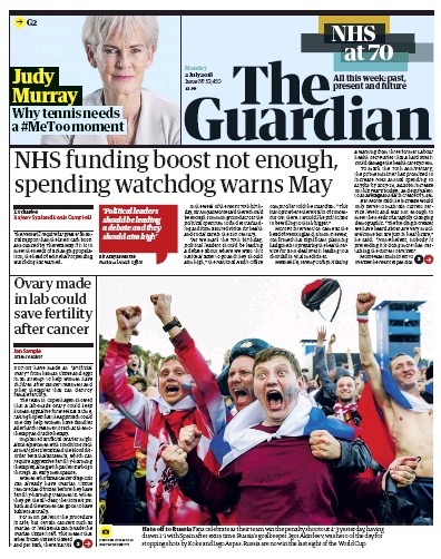 The Guardian Newspaper Front Page for 2 July 2018