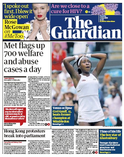 The Guardian Newspaper Front Page for 2 July 2019