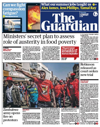 The Guardian Newspaper Front Page for 2 August 2018