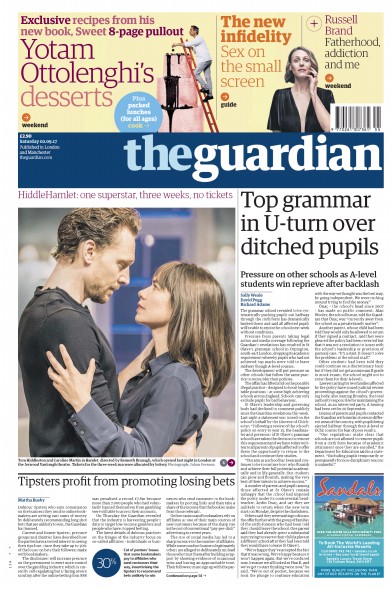 The Guardian Newspaper Front Page for 2 September 2017