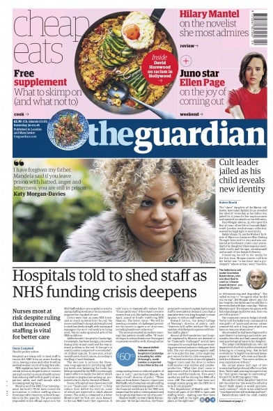 The Guardian (UK) Newspaper Front Page for 30 January 2016