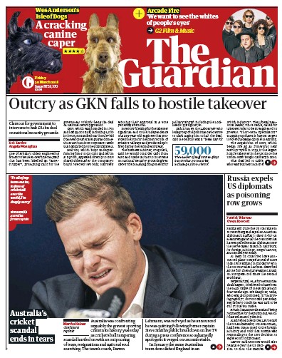 The Guardian Newspaper Front Page for 30 March 2018