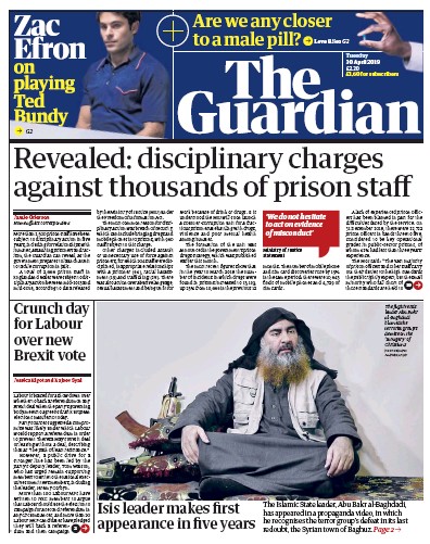 The Guardian Newspaper Front Page for 30 April 2019