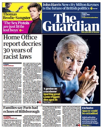 The Guardian (UK) Newspaper Front Page for 30 May 2022