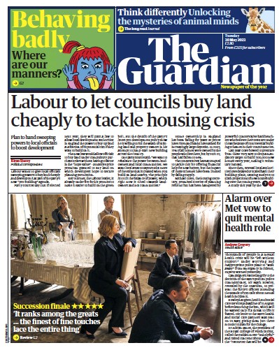 The Guardian (UK) Newspaper Front Page for 30 May 2023
