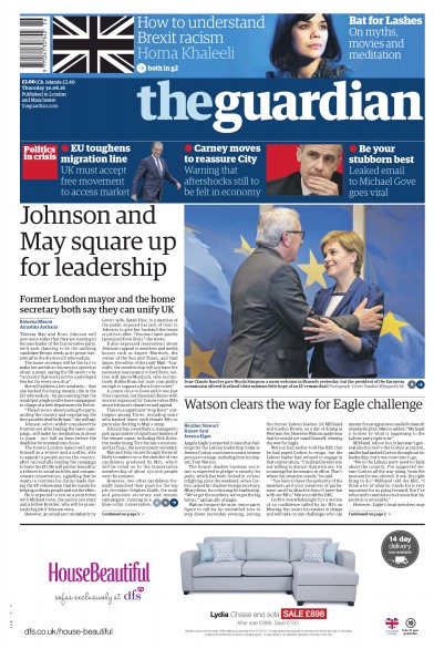 The Guardian Newspaper Front Page for 30 June 2016