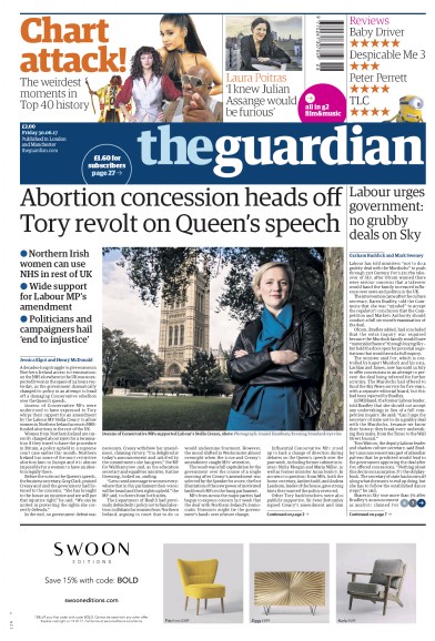 The Guardian (UK) Newspaper Front Page for 30 June 2017