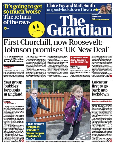The Guardian Newspaper Front Page for 30 June 2020