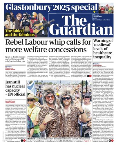 The Guardian (UK) Newspaper Front Page for 30 June 2025