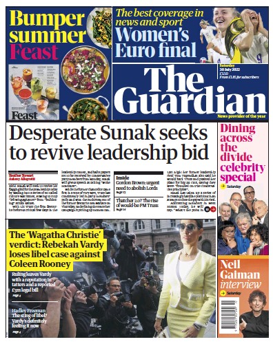 The Guardian (UK) Newspaper Front Page for 30 July 2022