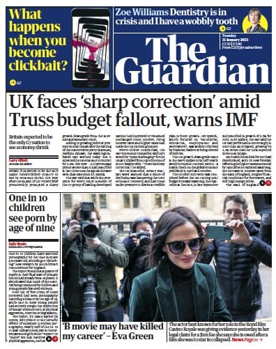 The Guardian (UK) Newspaper Front Page for 31 January 2023