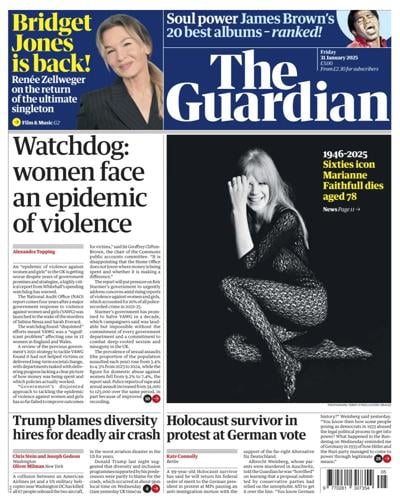 The Guardian (UK) Newspaper Front Page for 31 January 2025