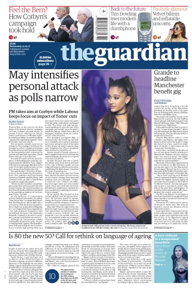 The Guardian (UK) Newspaper Front Page for 31 May 2017