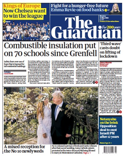 The Guardian Newspaper Front Page for 31 May 2021