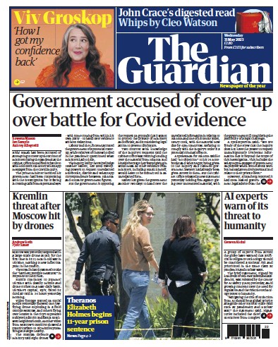 The Guardian (UK) Newspaper Front Page for 31 May 2023