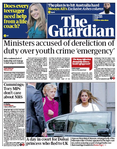 The Guardian (UK) Newspaper Front Page for 31 July 2019