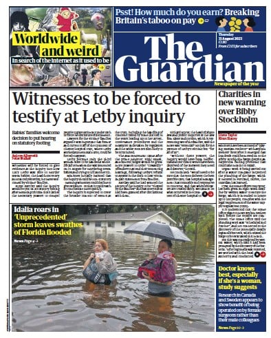 The Guardian (UK) Newspaper Front Page for 31 August 2023