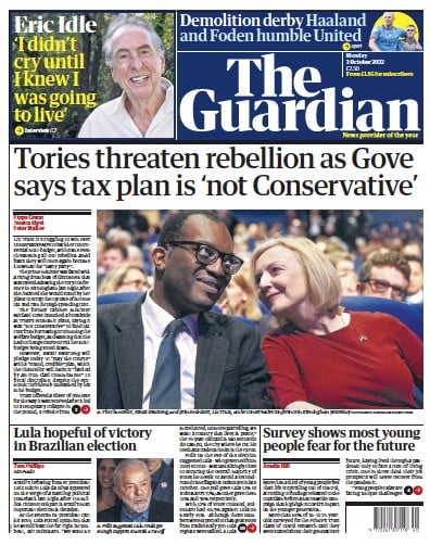 The Guardian Newspaper Front Page for 3 October 2022