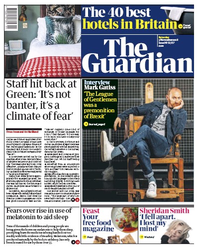 The Guardian (UK) Newspaper Front Page for 3 November 2018