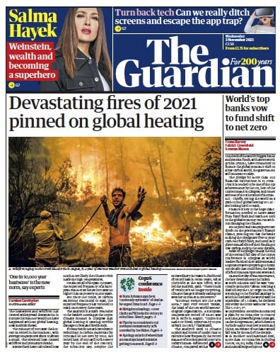 The Guardian (UK) Newspaper Front Page for 3 November 2021