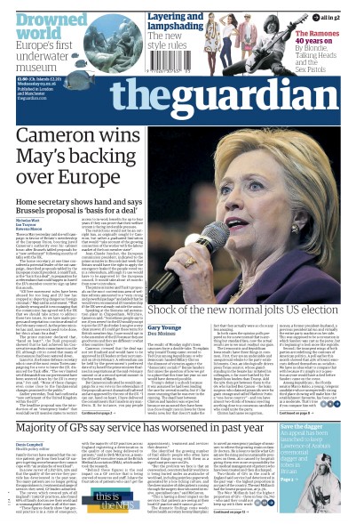 The Guardian Newspaper Front Page for 3 February 2016