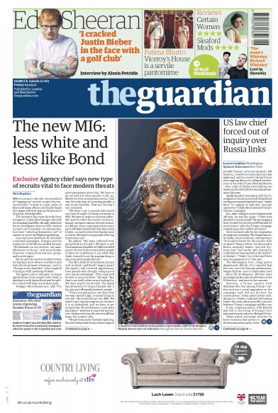 The Guardian (UK) Newspaper Front Page for 3 March 2017