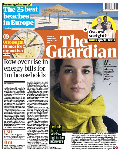 The Guardian Newspaper Front Page for 3 March 2018