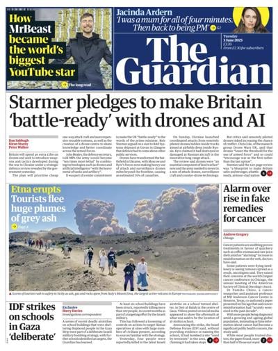 The Guardian (UK) Newspaper Front Page for 3 June 2025