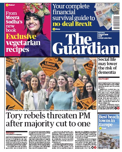 The Guardian Newspaper Front Page for 3 August 2019