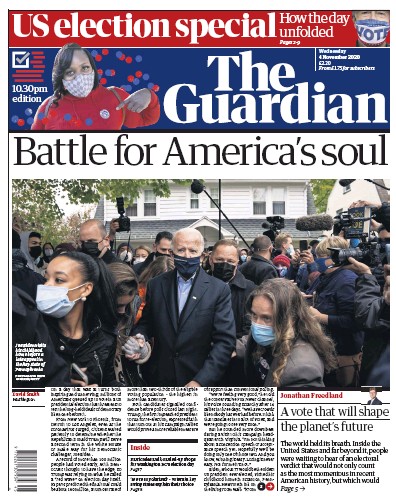 The Guardian (UK) Newspaper Front Page for 4 November 2020