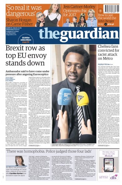 The Guardian Newspaper Front Page for 4 January 2017