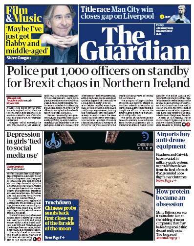 The Guardian (UK) Newspaper Front Page for 4 January 2019