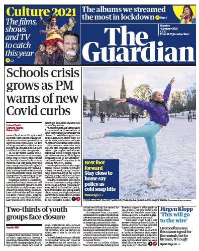 The Guardian Newspaper Front Page for 4 January 2021